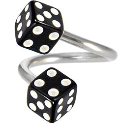 Spiral Twister Dice - Black Belly Button Ring