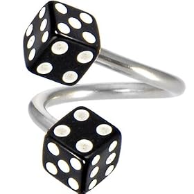 Spiral Twister DICE - BLACK Belly Button Ring