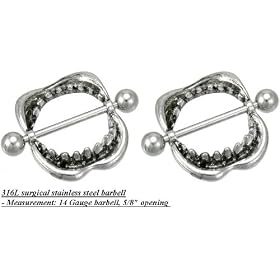Shark Teeth Nipple Shield Body Jewelry Pair