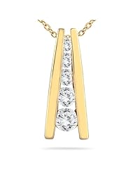 Five Stone Diamond Journey Pendant In 14kt Yellow Gold
