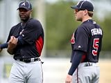 Atlanta Braves v New York Mets, PORT ST. LUCIE, FL - FEBRUARY 26: Jason Heyward and Freddie Freeman Photographic Poster Print by Marc Serota, 18x24
