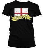England Flag and Banner Tattoo Style Design Juniors T-shirt, British National Pride Juniors Shirt