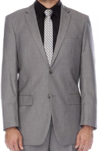 Angelo Rossi Men's Solid 2 Button Modern Fit Suit 42S Grey