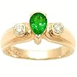 14K Yellow Gold Emerald and Diamond Ring