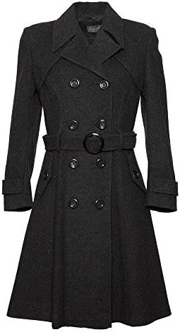 De La Creme Women's Wool & Cashmere Winter Long Belted Coat, Size 22, Grey