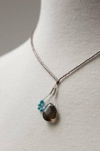 Click here to buy nikki-b glass bead necklace with smokey quartz drop.