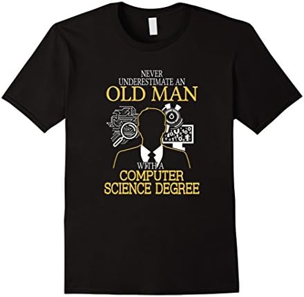 Men's Old man with a Computer Science T shirt  Large Black