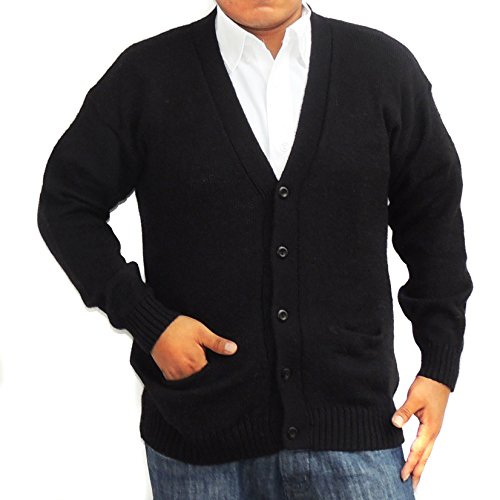 Cardigan BLACK Alpaca Vneck Buttons and Pockets BLACK