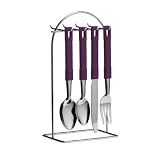 Lino Cutlery Set 24pc with Purple Stand by Apollo Furnishings