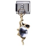 April Birthstone Frog Dangle Italian Charm Bracelets