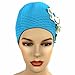 Luxury Divas Blue Latex Swim Cap with Flowers