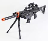 1:1 Full Scale Spring Powered Airsoft Sniper Rifle FPS-240 with Bipod, Flashlight, Flashing Lights, Cock Sight, Laser Aiming Sight, Silencer Airsoft Gun Airsoft Rifle G36 Style