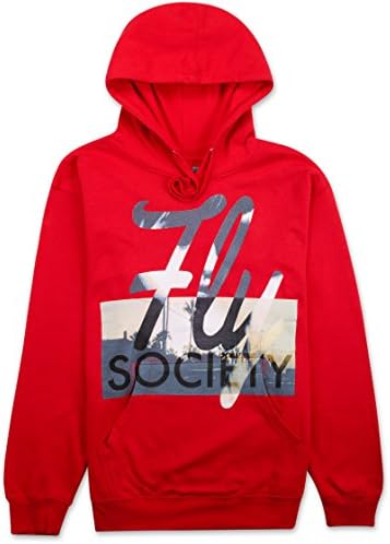 Fly Society Men's Red Eye Pullover Hoodie Sweatshirt Red Size L