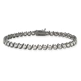 Black Rhodium Overlay Sterling Silver CZ Tennis Bracelet