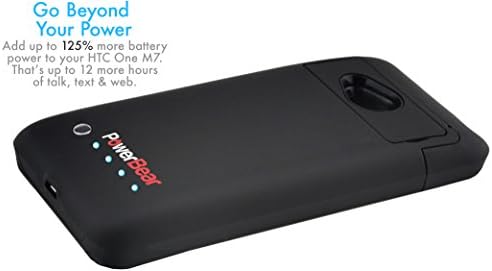 PowerBear® HTC One M7 Battery Case [Force Series] - Protective Extended Rechargeable Power Case [Up to 125% More Battery Power] - 3200mAh - Bare Black - LED Indicator Lights - Hands-free Kickstand + FREE Screen Protector (24 MONTH WARRANTY)