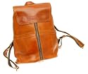 Ladies Genuine Leather Tan Rucksack Bag With Adjustable Shoulder Straps by Neptune Giftware