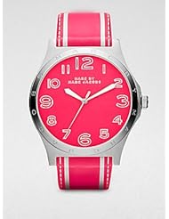 Marc Jacobs MBM1231 Womens Henry Pink & White Leather Band Pink Dial Watch