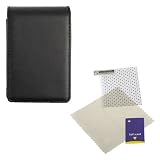 GTMax Black Leather Pouch Case + Universal LCD Screen Protector for Olympus Stylus 1040 / FE-230