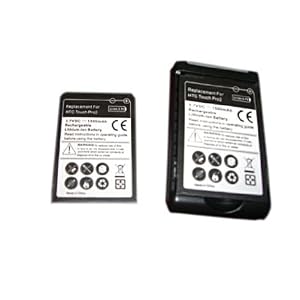 2x 1500mAh Batteries for Sprint HTC EVO 4G, Tilt 2(AT;T), Touch Pro 2, Imagio XV6975, Dash 3G, HTC A9292 + Free USB Travel Charger - Black
