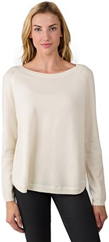 J CASHMERE Women's 100% Cashmere Oversized Long Sleeve Raglan Boatneck Sweater
