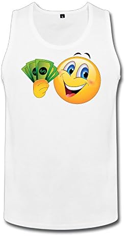 White Retro Colleges Juniors Man Love Money Emoji Black Vests Mens