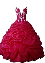 V-neck Satin Applique   Ball Gown Prom Dress/Quinceanera Dress 