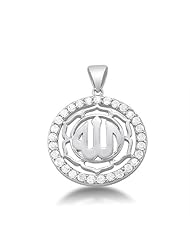 Allah Pendant CZ Religious Charm Sterling Silver (1.00 Carat)
