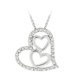 Sterling Silver 1/10ct Diamond Triple Heart Necklace Sterling Silver 1/10ct Diamond Triple Heart Necklace