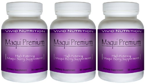 Maqui Premium (3 Bottles) - High Potency, Super Absorbable Maqui Berry Supplement. The All-Natural Diet, Cleanse & Detox, Antioxidant Superfood product. BETTER than Acai! (500mg - 30 Capsules each)