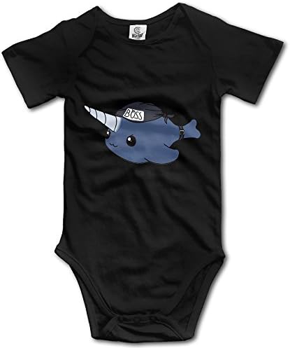 Baby Leader Of Narwhal Biker Gang Short Sleeve Bodysuit Rompers Black