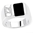 Ideal Solid Sterling Silver Rhodium Plated Men's Ring with Onyx
