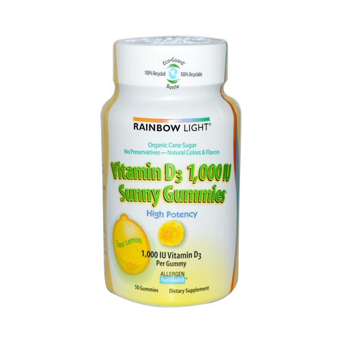 Rainbow Light Vitamin D 1,000 IU Sunny Gummies, Sour Lemon 50 Gummies