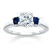 1.00 CT CUSHION DIAMOND W PRINCESS BLUE SAPPHIRE RING 18K