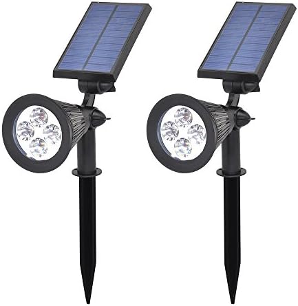 Forcelux LED Solar Light Home Garden Lighting Ultra-bright Spotlight, Patio, Yard, Driveway, Black (Pack 2)