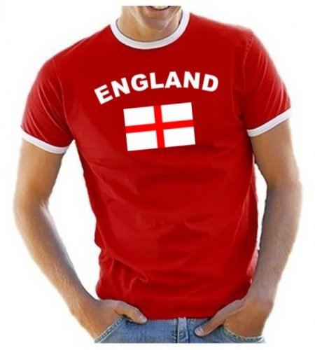 Coole-Fun-T-Shirts Herren T-Shirt ENGLAND fu&szlig;ball, rot RINGER Gr.L Preisvergleich