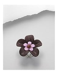 Saddle Brown Flower Leather Ring In White Base