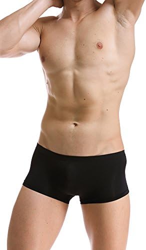 Mens Classic Underwear Sexy Chinlon Boxer Briefs Single Or Pack (L, Black)