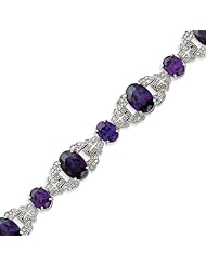 Sterling Silver Purple & Clear CZ Vintage Style Bracelet - 7.25 Inch