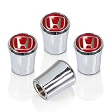 Honda Red Logo Chrome Tire Stem Valve Caps