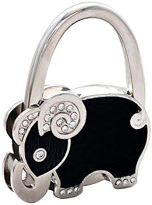 Maoke 1pcs Elephant Design Folding Handbag Purse Hook Hanger Holder Black