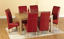 Belgravia Natural Oak Veneer Dining Set with Six Rustic Bycast Leather Chairs
