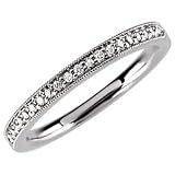 14K White Gold Vintage Style Diamond Wedding Band