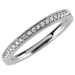 14K White Gold Vintage Style Diamond Wedding Band