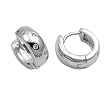 Sterling Silver Huggie Hoop Earrings with Clear CZ - 5mm x 13mm