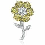 Citrine Yellow cz Flower Petal and Simulated Diamond CZ Pin Brooch