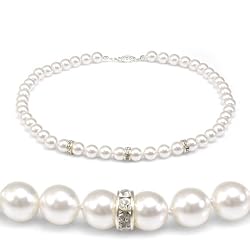 Olive n Figs' Genuine Swarovski Crystal Pearl Rondelle Necklace - White (8mm)