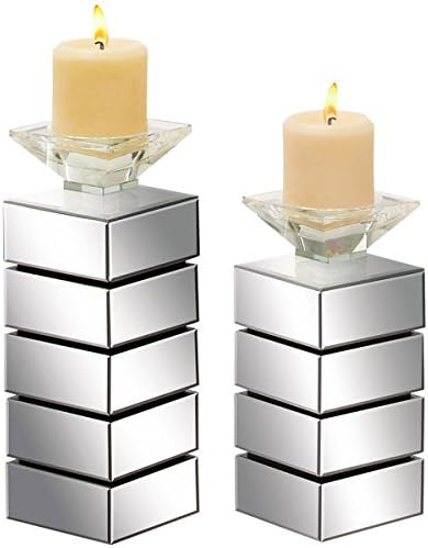 Casa Cortes Hydra Mirrored Pillar Candle Holder (Set of 2)