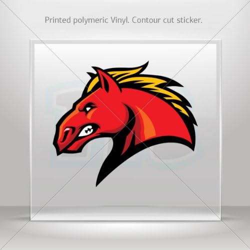Sticker Decal Mascot Racing Horse Head Red car helmet window bike Garage door 6 X 5.3 Inches Vinyl color print 0600 W735W