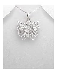 Butterfly Pendant Necklace In 92.5 Sterling Silver