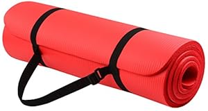 BalanceFrom GoYoga All-Purpose 1/2-Inch Extra Thick High Density Anti-Tear Exercise Yoga Mat with Carrying Strap (Red)